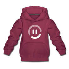 Load image into Gallery viewer, Kids‘ Premium pop.in Smiley Logo Hoodie - burgundy