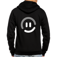 Load image into Gallery viewer, pop.in Smiley Face Unisex Fleece Zip Hoodie - black