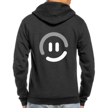 Load image into Gallery viewer, pop.in Smiley Face Unisex Fleece Zip Hoodie - charcoal gray