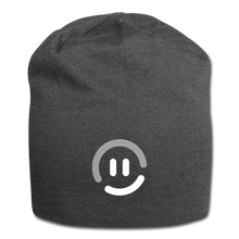 Load image into Gallery viewer, pop.in Smiley Face Jersey Beanie - charcoal gray
