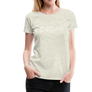 pop.in logo women's premium t-shirt - heather oatmeal